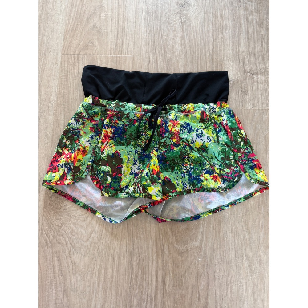Athleta Running Shorts Womens Small Multicolor Floral Elastic Waist Activewear